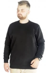 Erkek Büyük Beden Sweatshirt Bisiklet Yaka Basic Siyah