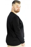 Erkek Büyük Beden Sweatshirt Bisiklet Yaka Basic Siyah