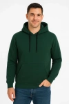 Erkek Üç İplik Kapüşonlu Kanguru Cepli SweatShirt hoodie - Haki