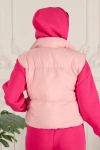Kadın Astarlı Su Ve Rüzgar Geçirmez Crop Şişme Yelek Pembe