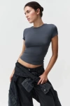 Kadın Bisiklet Yaka Regular Kalıp T-shirt Antrasit