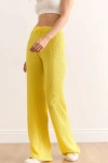 Kadın Bol Paça Bubble Gufre Kumaş Cepli Beli Lastikli Rahat Kalıp Pantolon Sarı