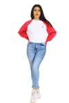 Kadın Crop Sweatshirt Kiraz Desenli Pembe Beyaz