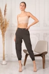 Kadın Haki Beli Ve Paçası Lastikli Rahat Kesim Jogger Kargo Cep Pantolon