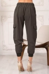 Kadın Haki Beli Ve Paçası Lastikli Rahat Kesim Jogger Kargo Cep Pantolon