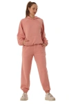 Kadın Kapüşonlu İçi Polarlı Beli Ve Paçası Lastikli Eşofman Takımı Yavru Ağzı