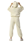 Kadın Kapüşonlu İçi Polarlı Beli Ve Paçası Lastikli Eşofman Takımı Krem