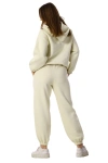 Kadın Kapüşonlu İçi Polarlı Beli Ve Paçası Lastikli Eşofman Takımı Krem