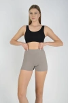 Kadın Sporcu Kısa Şort Boxer Vizon