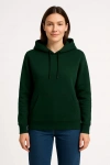 Kadın Üç İplik Kapüşonlu Kanguru Cepli Sweatshirt hoodie - Haki
