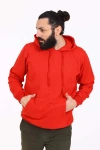 Kapüşonlu İçi Polarlı Regular Kalıp Erkek Sweatshirt Kırmızı