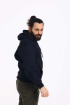 Kapüşonlu İçi Polarlı Regular Kalıp Erkek Sweatshirt Siyah
