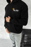 Kışlık Üç İplik Kapüşonlu SweatShirt - Siyah