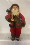 Yılbaşı Gerçekçi Figür Noel Baba Ekose Ceketli Çantalı 35cm