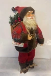 Yılbaşı Gerçekçi Figür Noel Baba Ekose Ceketli Çantalı 35cm