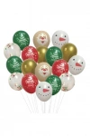 Yılbaşı Partisi Balonları Çeşitli Renkler Mutlu Noeller Noel Baba 30cm - 18 adet
