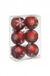 Yılbaşı Şeker Topları Seti Kırmızı Kar Taneli Toplar 8cm - 6 adet