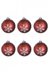 Yılbaşı Şeker Topları Seti Kırmızı Kar Taneli Toplar 8cm - 6 adet