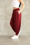 Osy Modal Yumuşak Dokulu Kumaş Şalvar Pantalon-Bordo
