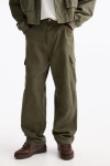 Oversize %100 Cotton Erkek Kargo Kot Pantolon Haki