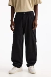 Oversize %100 Cotton Erkek Kargo Kot Pantolon Siyah