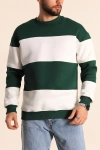 Parçalı Bisiklet Yaka Baskılı SweatShirt - Yeşil