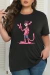 20/1 Penye Compack Pembe Panter Baskılı Oversize Bisiklet Yaka Kısa Kol Yazlık T-shirt - Beyaz