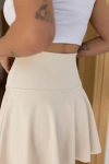 Scuba Kumaş Şort Etek Bej Renkli