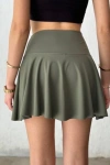 Scuba Kumaş Şort Etek Haki Renkli