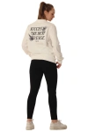 Unisex Bisiklet Yaka Baskılı Beyaz Sweatshirt