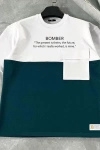 Unisex Torba Cep Detaylı  Parçalı T-Shirt - Lacivert