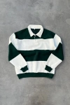 Unisex Üç İplik Parçalı Yakalı SweatShirt - Yeşil