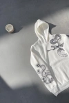 Uzun Kol Kapüşonlu Baskılı SweatShirt - Beyaz