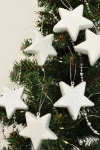 Yılbaşı Ağaç Süsü Simli Beyaz Yıldız 6lı