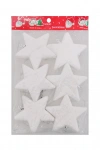 Yılbaşı Ağaç Süsü Simli Beyaz Yıldız 6lı
