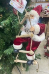 Yılbaşı Asılı Dekoratif Noel Baba Figürü Merdiven Üzerinde 65cm