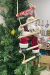 Yılbaşı Asılı Dekoratif Noel Baba Figürü Merdiven Üzerinde 65cm