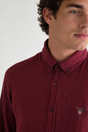 Erkek Müslin Regular Fit Gömlek - Bordo