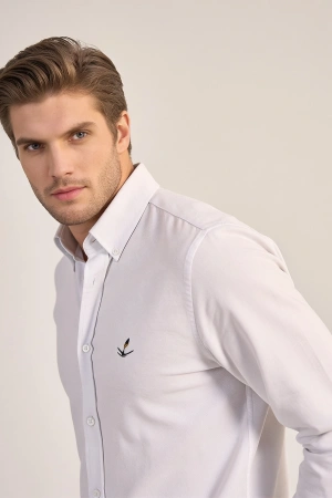 Erkek Regular Fit Yazlık Keten Gömlek Beyaz