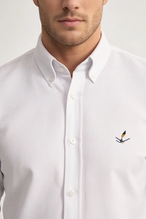 Erkek Regular Fit Yazlık Keten Gömlek Beyaz