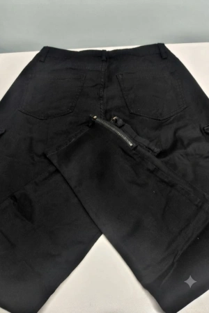 Kadın Kumaş Kargo Pantolon - Siyah