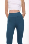 Kadın Yüksek Bel Toparlayıcı Fitilli Spor Tayt Petrol Yeşili