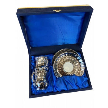 Kadife Kutulu Gümüş İkili Fincan Takımı