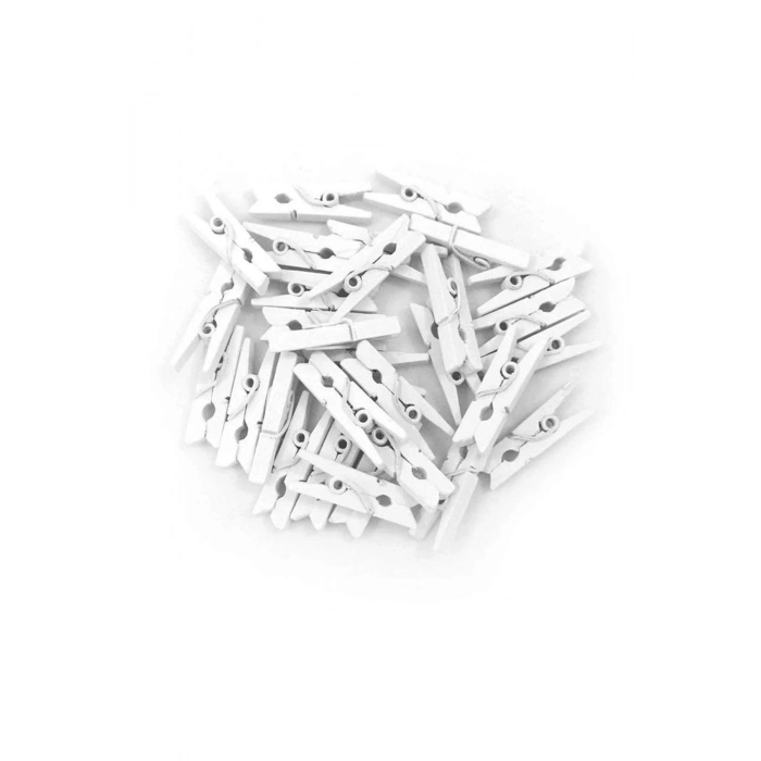 100lü Beyaz Ahşap Mandal 2.5cm (10lu Paket-1000 Adet)