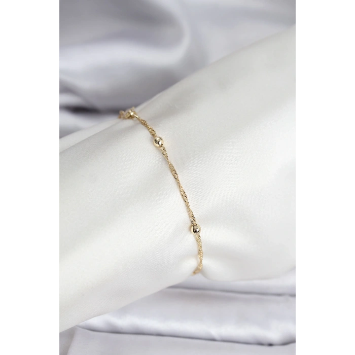 14K Gold Renk Kaplama Topçuklu Model CM Kadın Bileklik