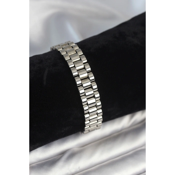 316L Çelik Gümüş Renk 12 mm Kalınlık Erkek Bileklik