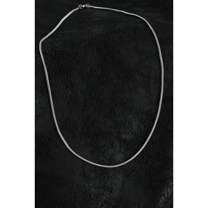 316L Çelik Örme Zincir Model Gümüş Renk Erkek Kolye