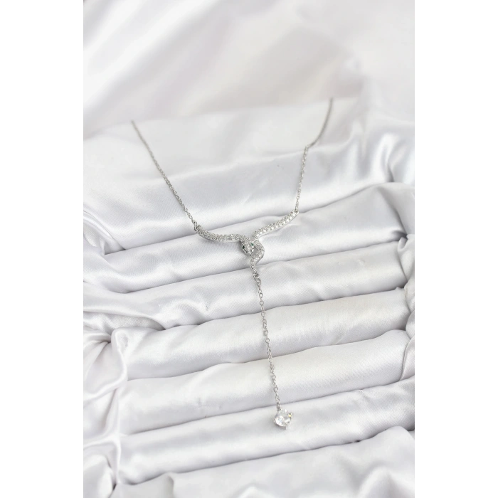 316L Çelik Zincir Gümüş Renk Yılan Model Y Kolye