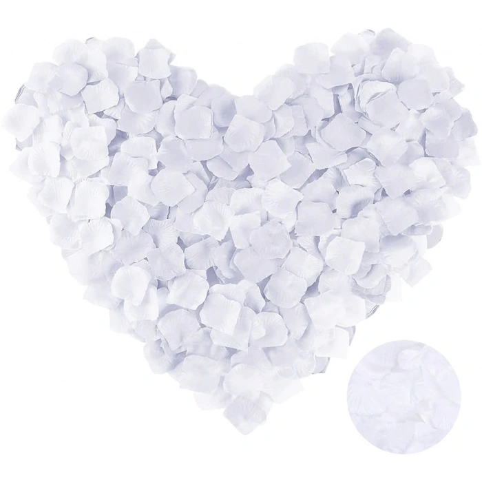 Beyaz Renk Gül Yaprağı Şekilli Konfeti 5 Paket 500 Adet