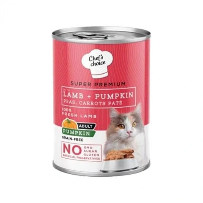Chefs Choice Kuzu Etli ve Balkabaklı Tahılsız Ezme Yetişkin Konserve Kedi Maması 1 Adet 400 Gr
